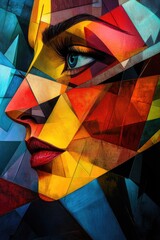 Fototapeta premium Woman's Face on Colorful Background