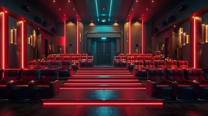 auditorium cinema room scene, 3d illustration