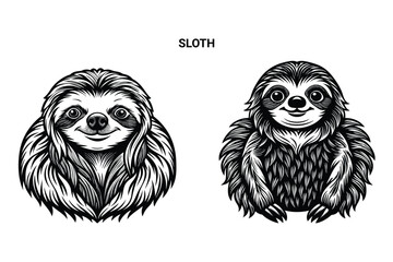 Editable Silhouette Sloth Isolated Vector Illustration