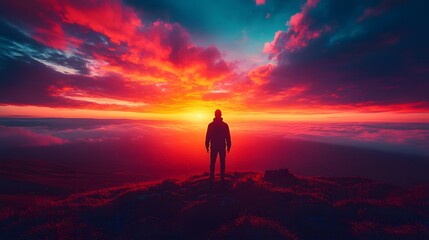 Obraz premium Sunset, Clouds, Horizon, Silhouette