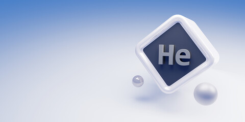 Helium. Chemicals, micro and macronutrients. Periodic table of Mendeleev. Microelements necessary for humans. 3d render.