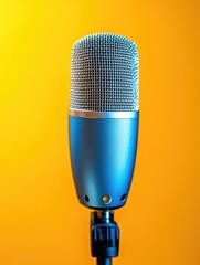 Microphone close-up on yellow background
