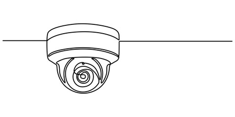 Security Camera Single Line Icon, Continuous Line Drawing of Security Icon. Hand Drawn Symbol Vector Illustration, Single continuous line drawing of CCTV to monitor traffic movements and improve. 