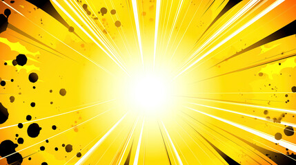 yellow comic or anime manga effect with speed radial lines