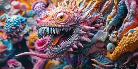 Naklejka premium Dragon Statue Close Up