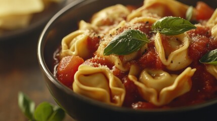 Fototapeta premium Pasta with Tomato Sauce and Basil