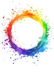 Rainbow Paint Splatter Circle