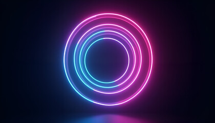 Naklejka premium Glowing Neon Circles in Pink and Blue for Retro Futuristic Design