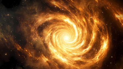 Energetic fractal swirl dances through cosmic space, a vibrant design of light and motion. Oscillation. Illustration