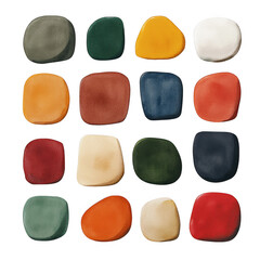 Seamless Pattern of Colorful Abstract Stones and Shapes in Various Earthy Tones Ideal for Backgrounds, Textiles, and Artistic Projects