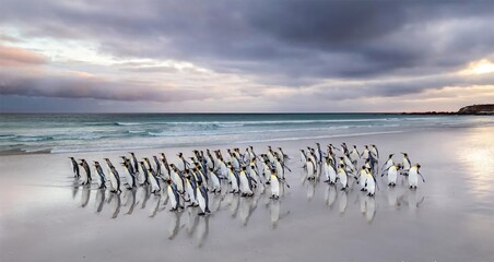 Penguin dance at the beach