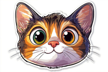 Fototapeta premium A drawing of a calico cat's face with big eyes