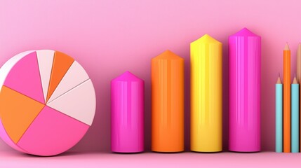 Obraz premium Colorful graphs and charts for data visualization in a vibrant business presentation.