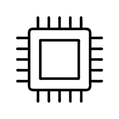 Microchip line art icon symbolizing technology and digital innovation
