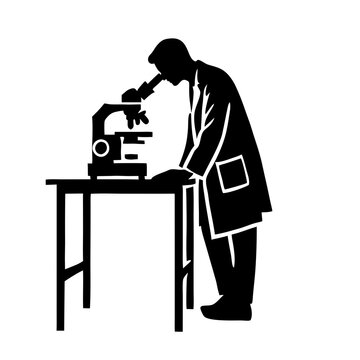scientist looking microscope black silhouette clip art preview