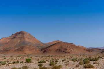 Dry wadi (river) of the Moroccan countryside near the Atlas Mountains
