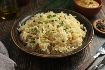 A bowl with traditional German Sauerkraut	