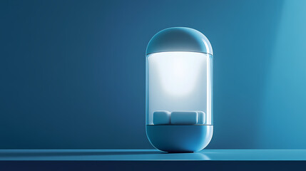 An advanced smart pill bottle with a sleek design, reminding patients of their medication schedule through a subtle light and vibration. Oscillation. Illustration