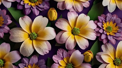 Fototapeta premium yellow and purple flowers