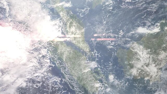 Zooming in on Kluang, Malaysia frome space - Perfect for Travel Intros and Backgrounds. Realistic 3D Animation.