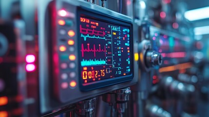 Naklejka premium Medical Equipment Displays Vital Patient Data
