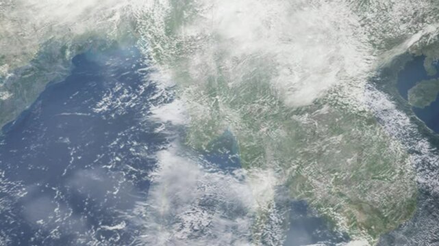 Zooming in on Bago, Myanmar frome space - Perfect for Travel Intros and Backgrounds. Realistic 3D Animation.