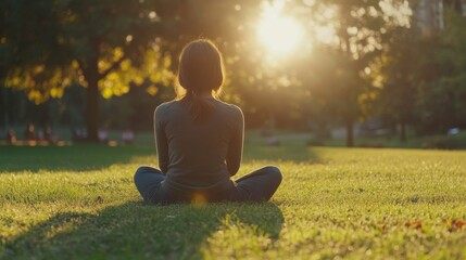 Person Meditating on Grass in Natural Light Outdoors