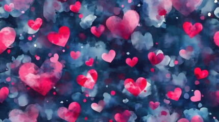 Colorful heart patterns on a dark background create a cheerful and romantic atmosphere for various occasions