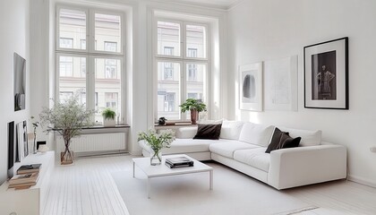Modern Minimalist White Living Room Interior Design