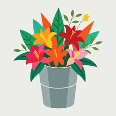 Flower In Bucket Watercolor Sublimation Clipart