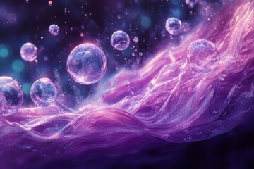 Liquid Orbs orbs floating and moving through a fluid-like space. Generative AI