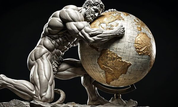 Atlas, the Titan, Embraces the World: A Powerful Sculpture