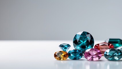 Collection of rare gemstones carefully arranged