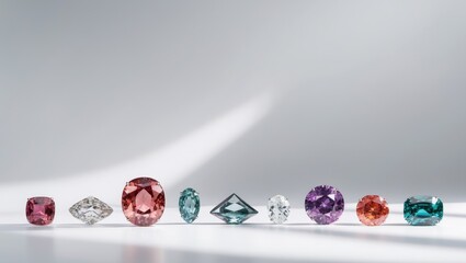 Collection of rare gemstones carefully arranged