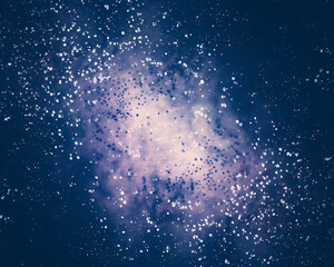 Fototapeta premium Starry Dark Blue Background with Central Burst of Light, Scattered White Dots Creating Depth and Dimension, Highlighting a Radiant Blue Glow for a Night Sky Effect