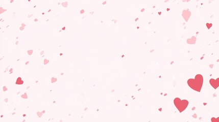 Scattered pink and red hearts on a light pink background.