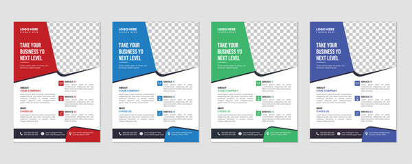 a bundle of 4 templates of a4 flyer template, modern template, marketing, business proposal, promotion, advertise, publication. new digital marketing flyer set.
