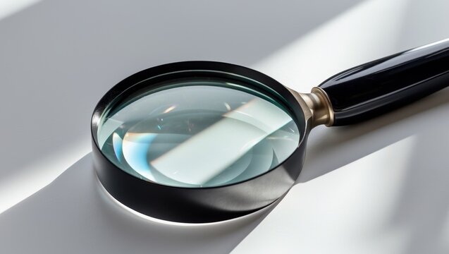 a close up of a magnifying glass with a black handle