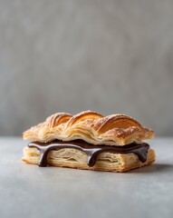Delicious Layered Pastry with Chocolate Filling and Flaky Crust