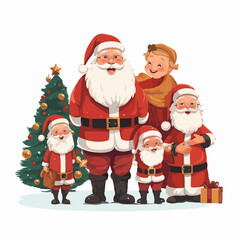 Festive Merry Christmas Santa Claus and Group Characters for Holiday Celebrations