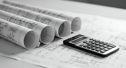 Architecture blueprints construction plans calculator building design home project