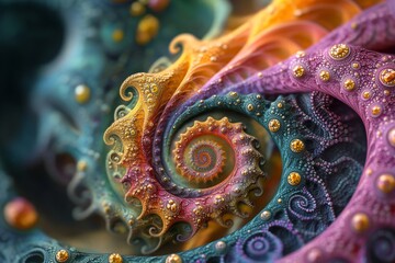 Fractal Swirls Swirling fractal patterns with vibrant colors and intricate details. Generative AI
