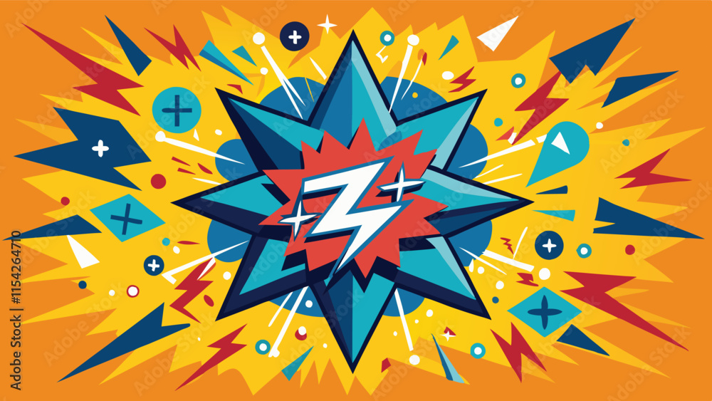 Poster Dynamic and vibrant vector artwork showcasing an explosion of color and shapes in a playful, energetic style suitable for various creative projects