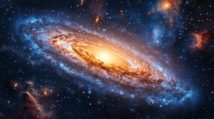 Fototapeta premium Cosmic Swirling galaxies with vibrant stardust and cosmic dust particles. Generative AI