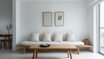 Minimalist Modern Living Room Interior Design Neutral Tones Cozy Sofa