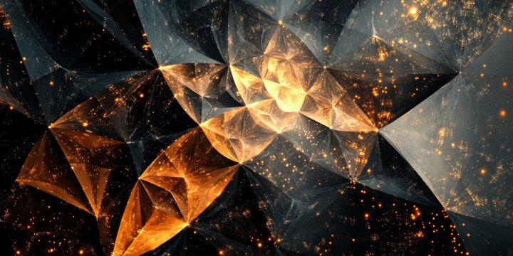 Fractals Radiating crystal fractals forming geometric, glowing patterns. Generative AI
