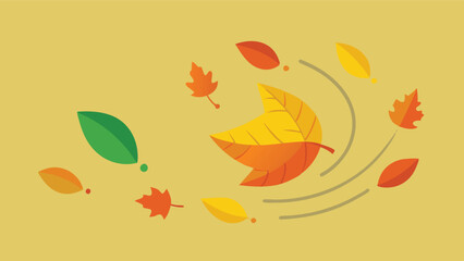 Vibrant autumn leaves swirling around a bright sun in a delicate vector illustration for seasonal decor and design