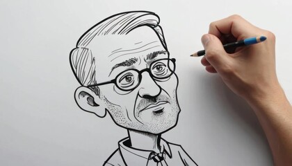 Caricature Drawing in Progress: A Pen-and-Ink Masterpiece
