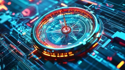Futuristic Digital Compass Seamless Looping Background Animation