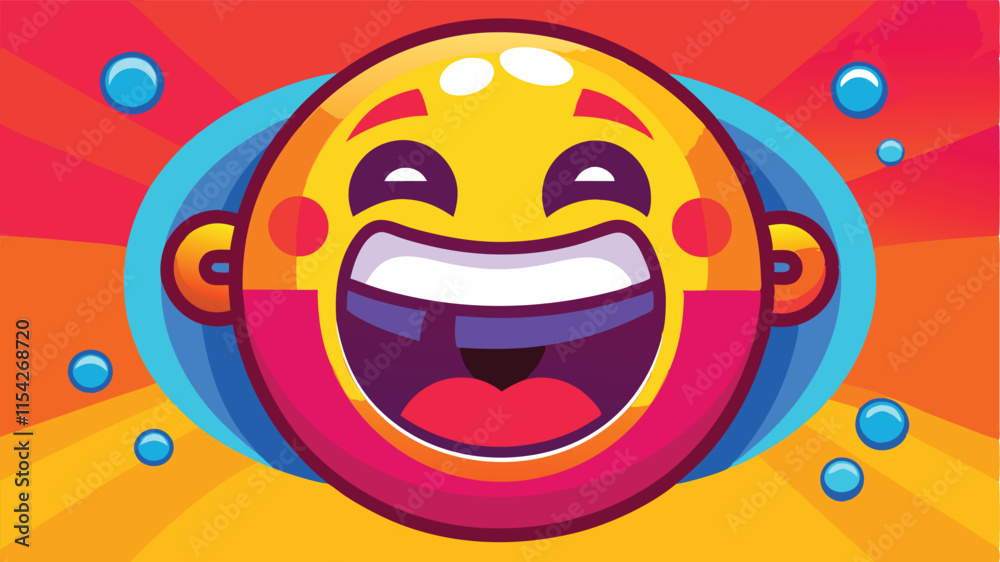 Poster joyful smiley face with vibrant colors expressing happiness and cheerfulness in a playful design sui